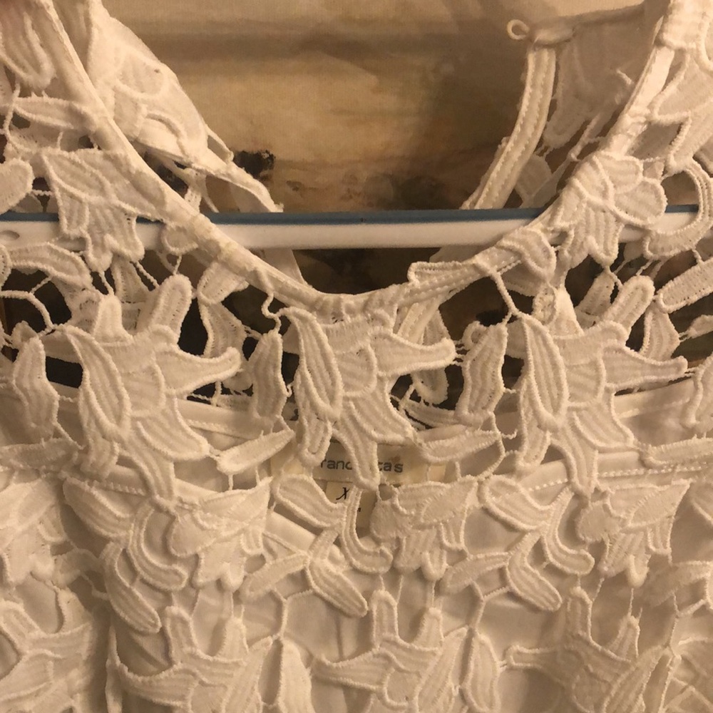 Francesca's White XS Dress with Embroidered Lace Overlay - Picture 5 of 5